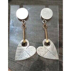 Thomas Mann Design Techno Romantic Heart Shape Sterling Silver Brass Earrings